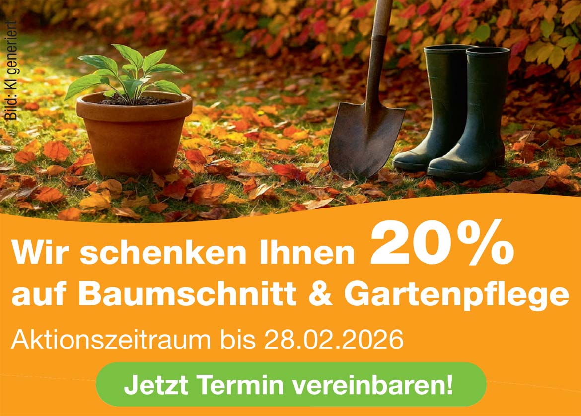 Rabatt auf Baumschnitt & Gartenpflege